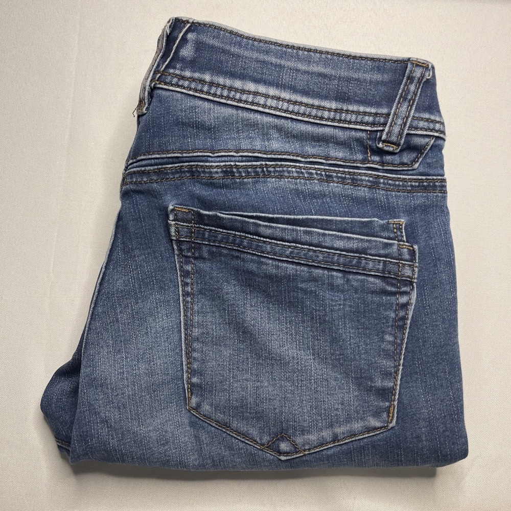 Democracy 8 Ab Technology Mid-Rise Women's Skinny Jeans Stretch Waist Med Wash